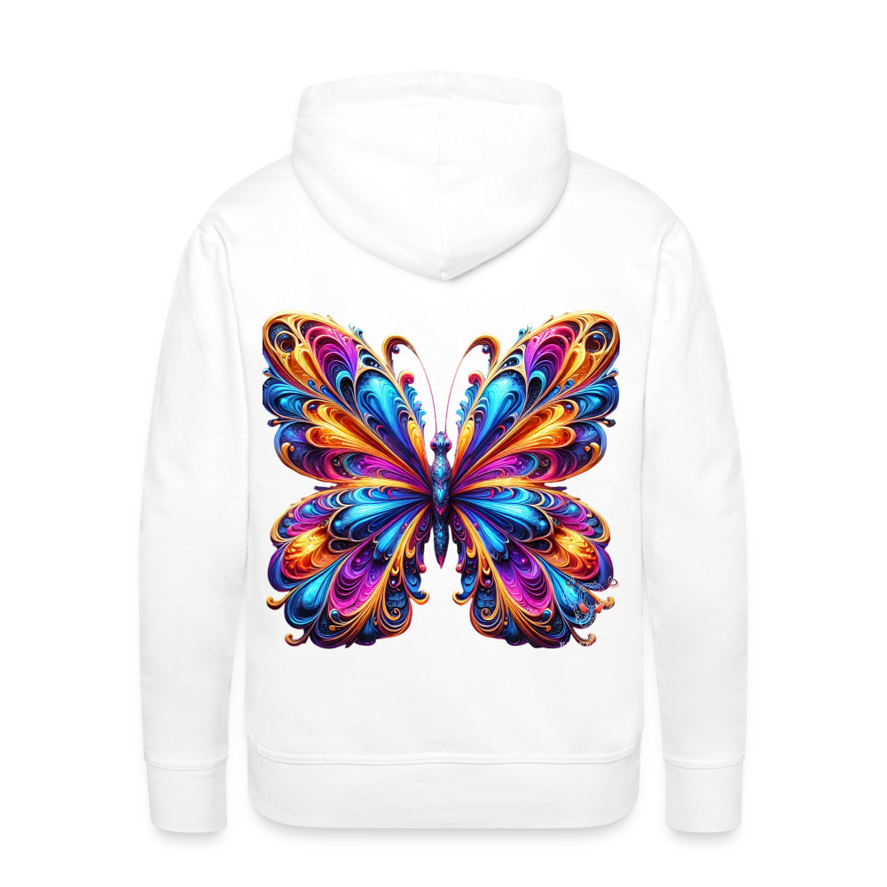Men Hoodie Vibrant Butterfly Elegance - Weiß