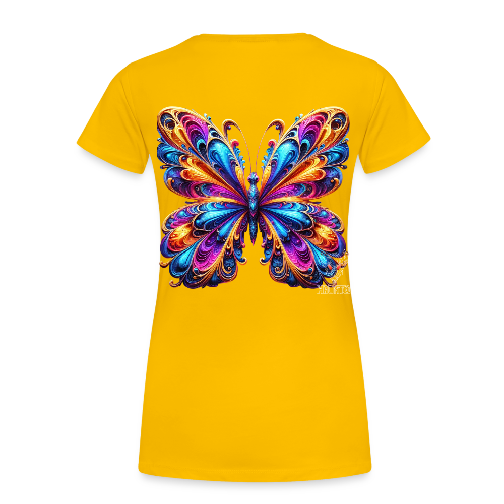 Woman T-Shirt Vibrant Butterfly Elegance - Sonnengelb
