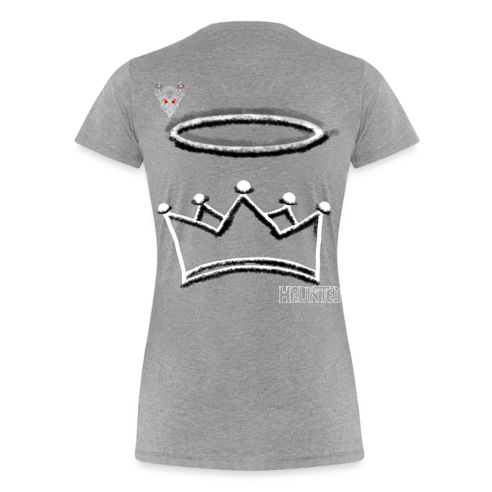 Woman T-Shirt Crown and Ring Light - Grau meliert
