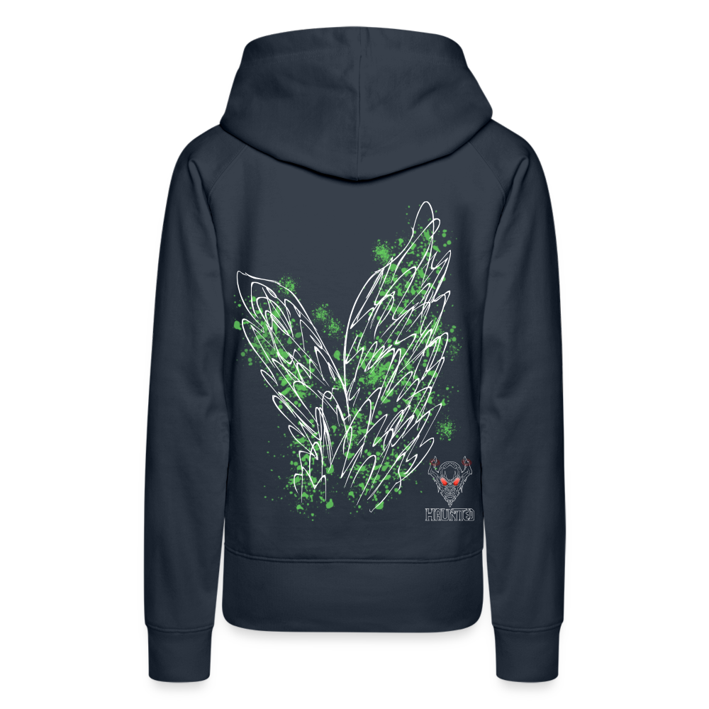 Women Hoodie Light Green Wings - Navy