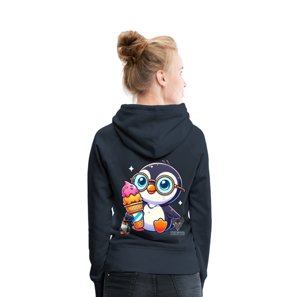 Women Hoodie KasPenguin with Ice - Navy