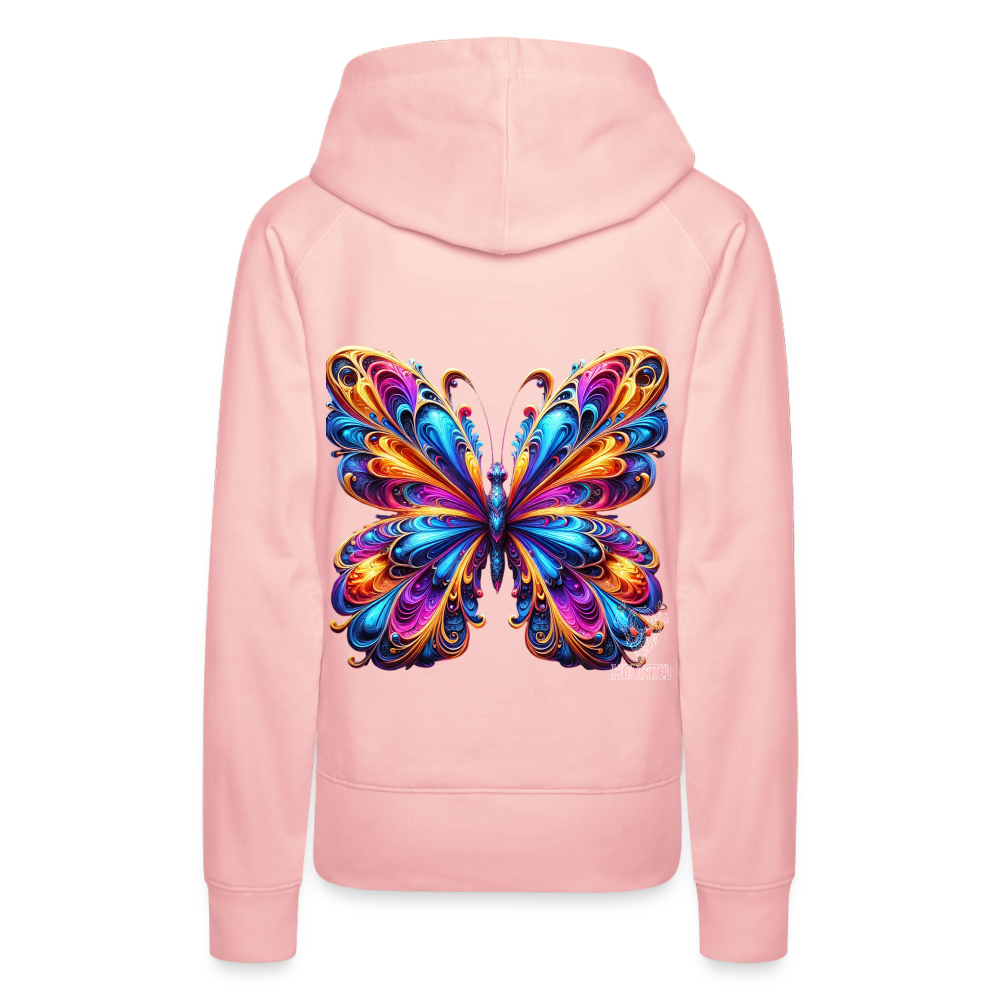 Woman Hoodie Vibrant Butterfly Elegance - Kristallrosa