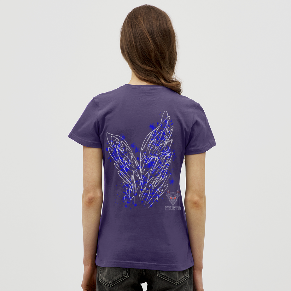 Women T-Shirt Blue Wings - Dunkellila