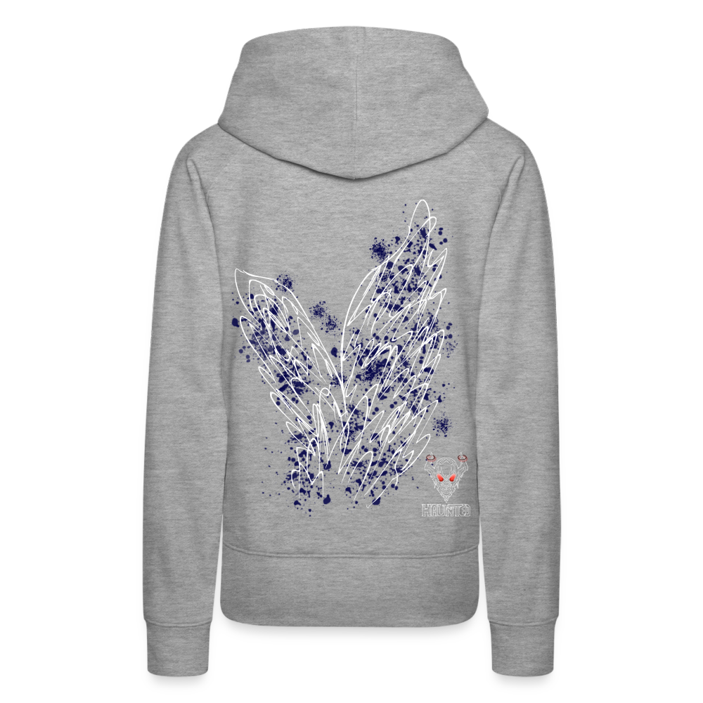 Women Hoodie Dark Blue Wings - Grau meliert