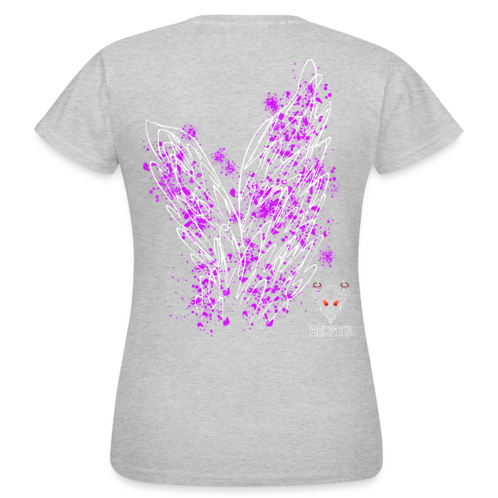 Women T-Shirt Pink Wings - Grau meliert