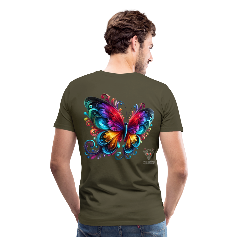 Men T-Shirt Radiant Butterfly Art - Khaki