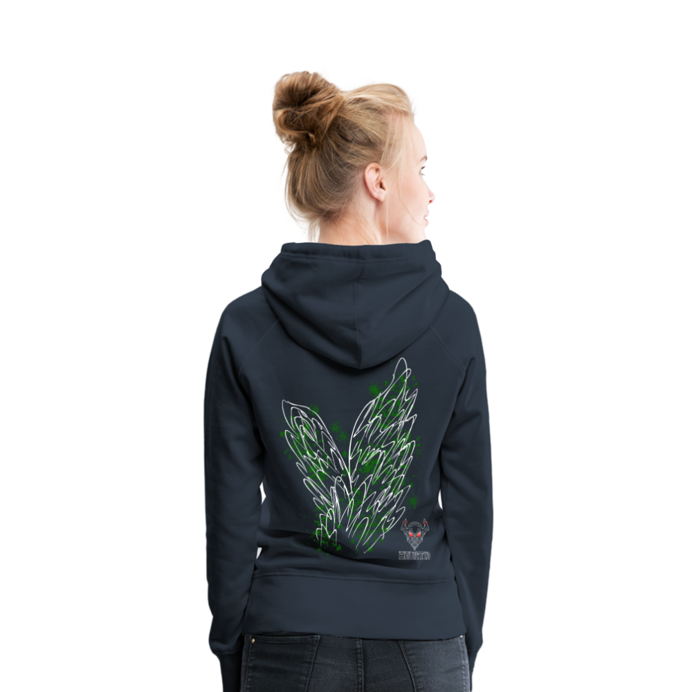 Women Hoodie Dark Green Wings - Navy