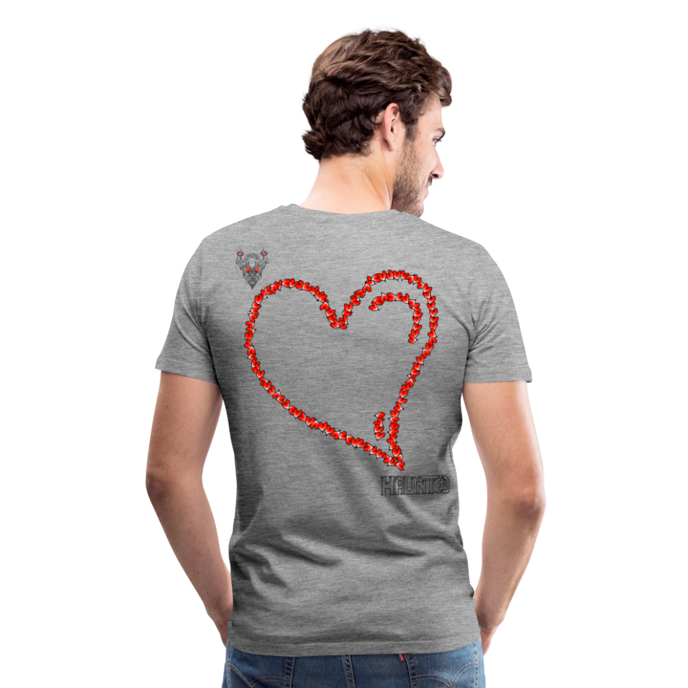 Man T-Shirt Hearts Dark - Grau meliert