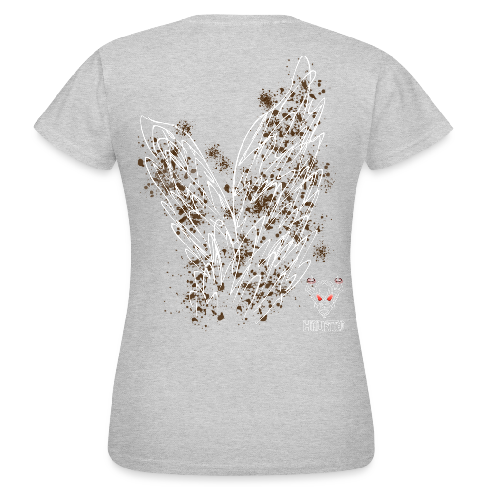 Women T-Shirt Brown Wings - Grau meliert