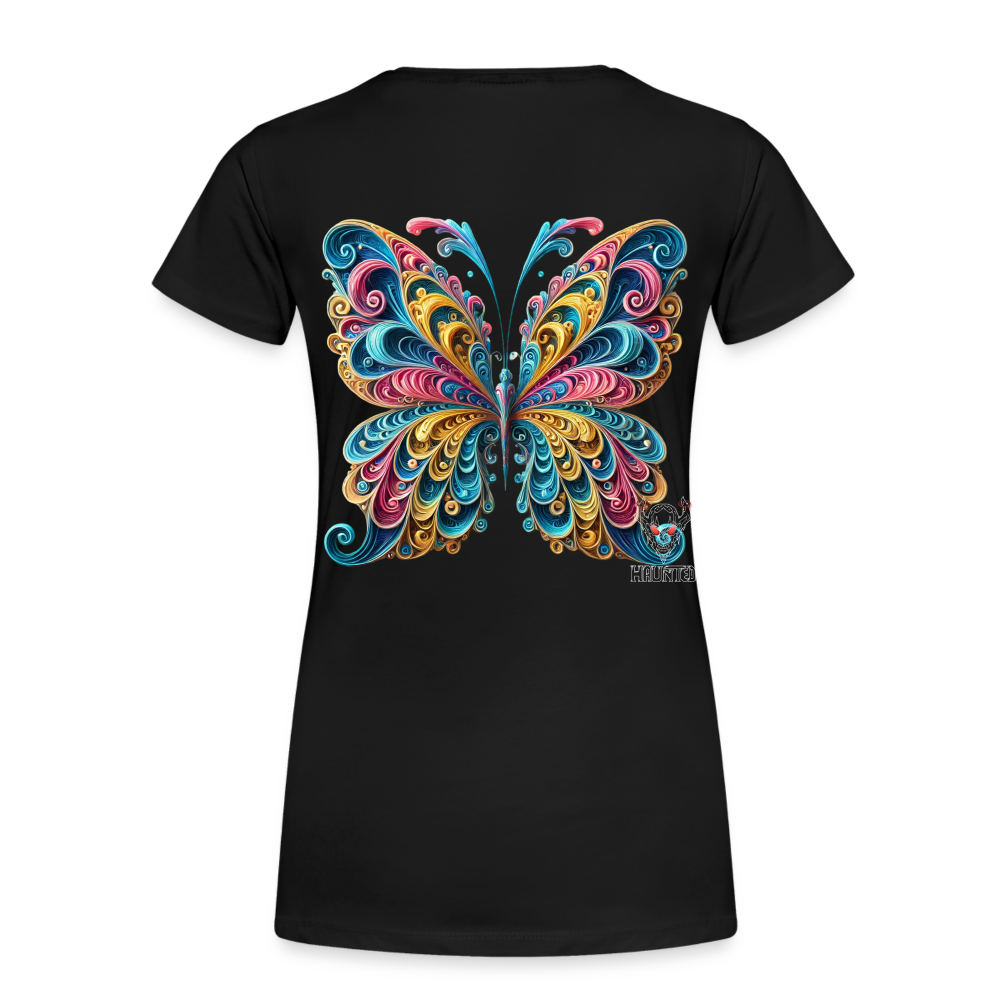 Woman T-Shirt Whimsical Butterfly Harmony - Schwarz