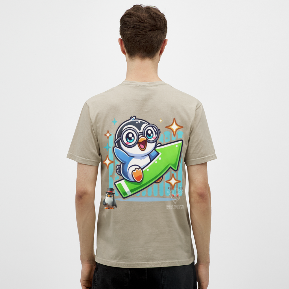 Men T-Shirt KasPenguin Riding the Trend - Sandbeige