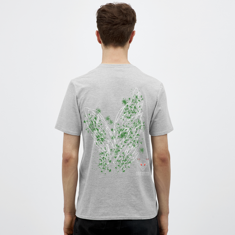 Men T-Shirt Dark Green Wings - Grau meliert