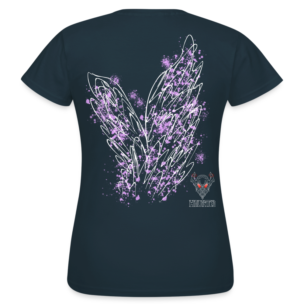 Women T-Shirt Light Purple Wings - Navy