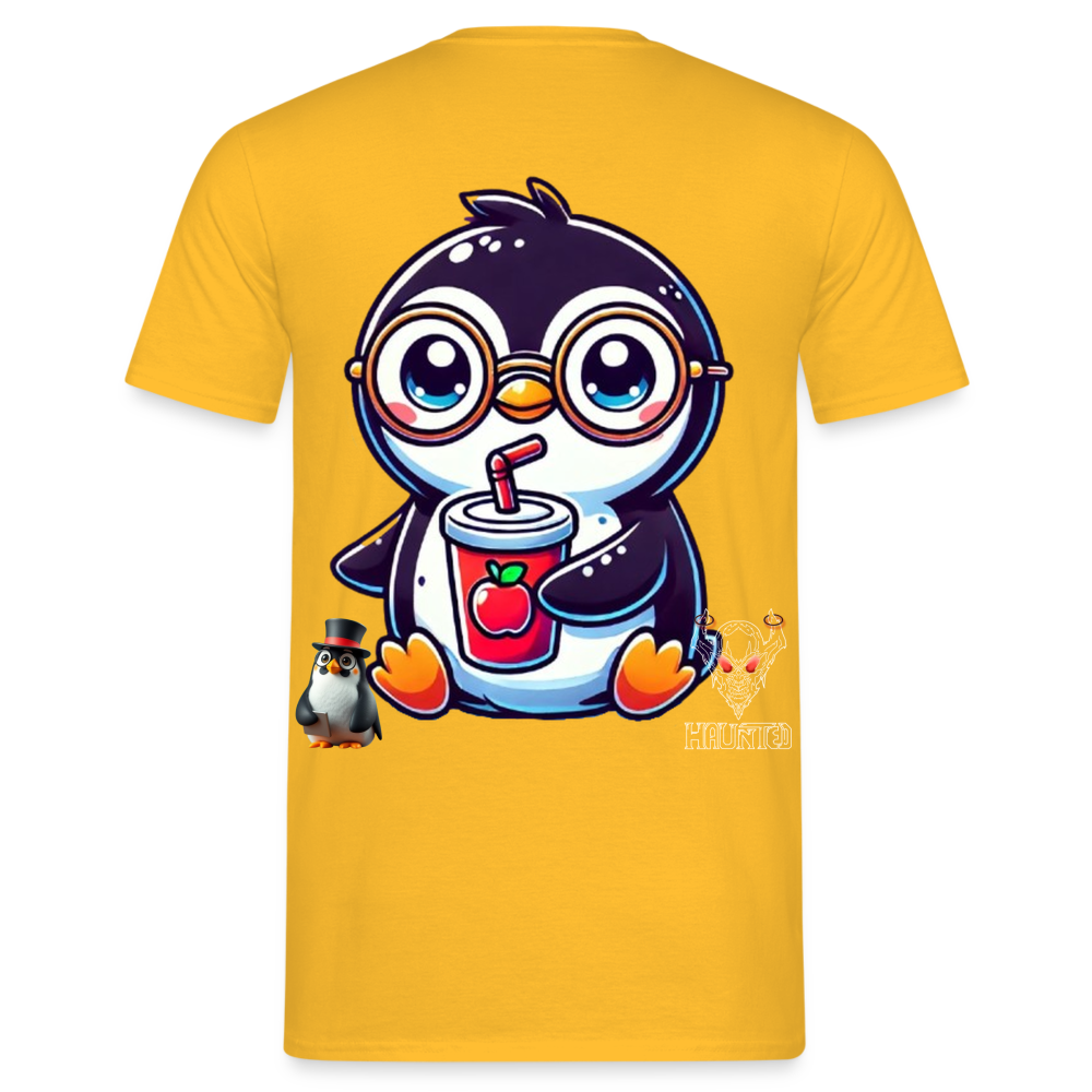 Men T-Shirt KasPenguin with Drink - Gelb