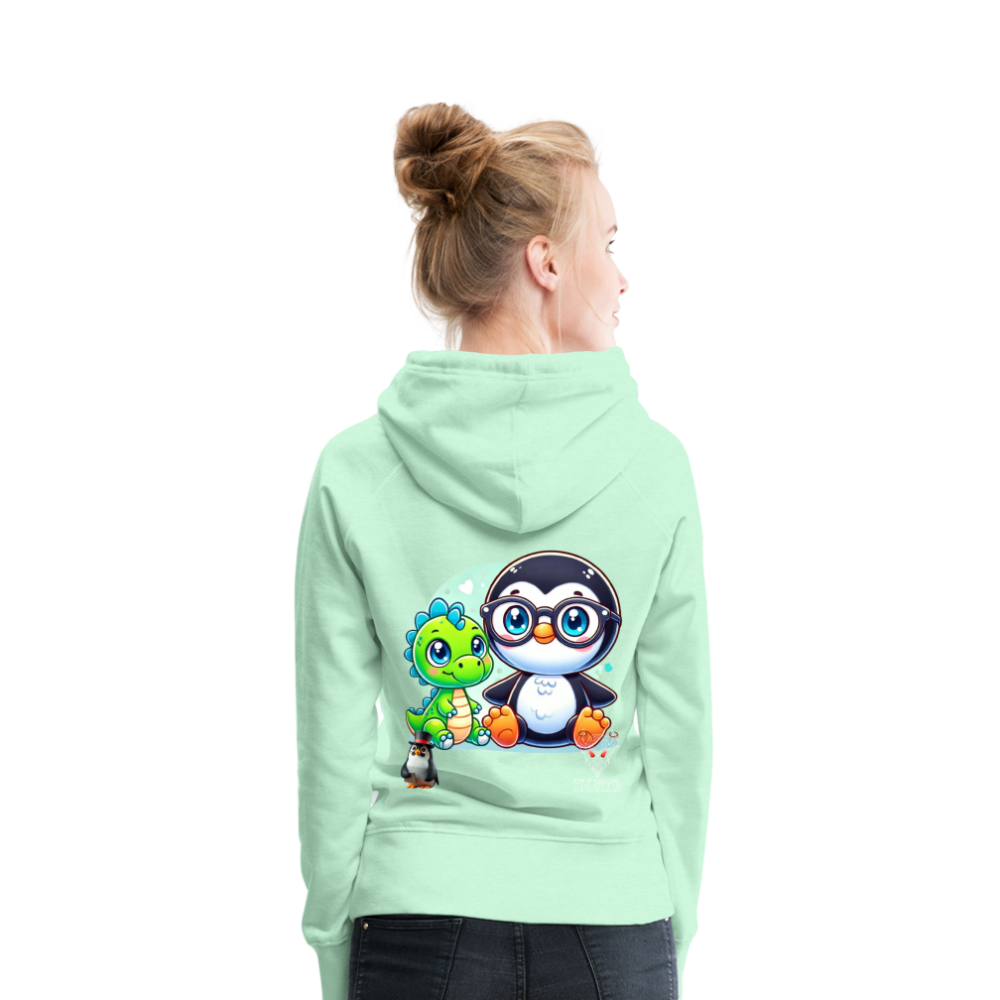 Women Hoodie KasPenguin with Dinosaur - helles Mintgrün