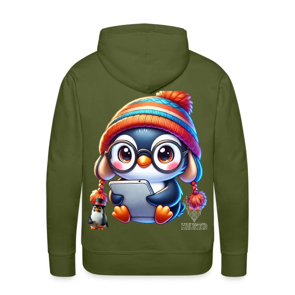 Men Hoodie KasPenguin with Pad - Olivgrün
