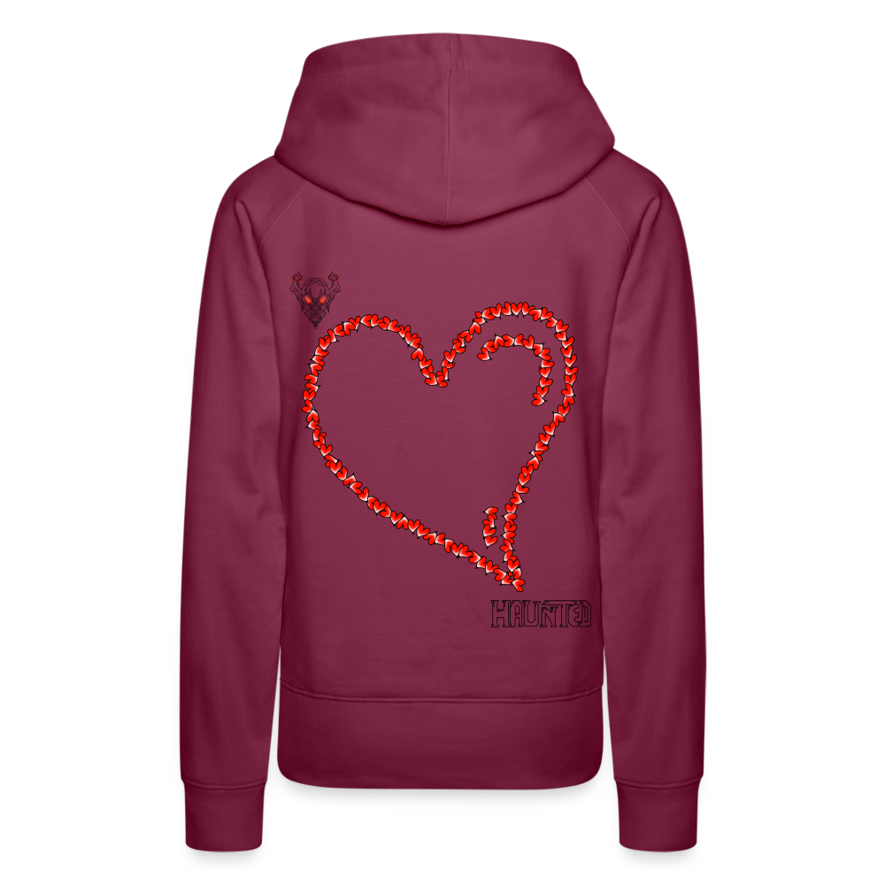 Woman Hoodie Hearts Dark - Bordeaux