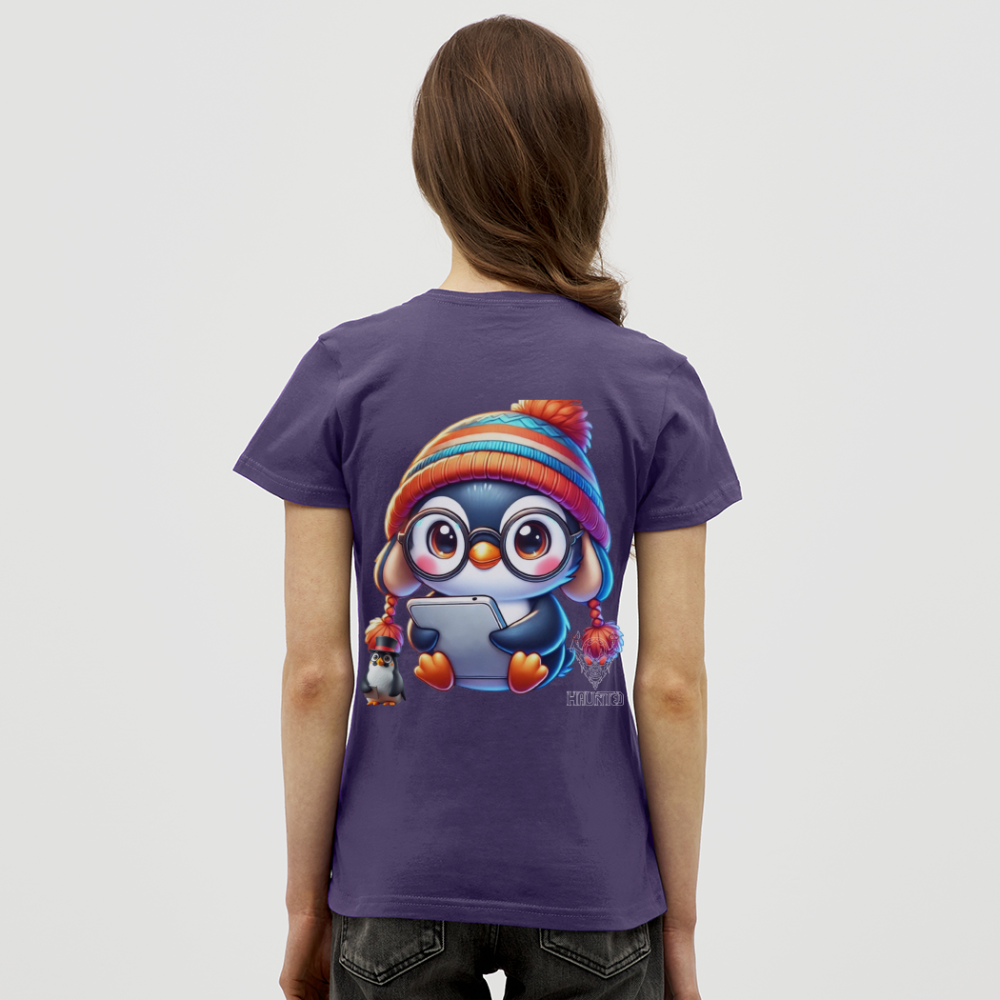 Women T-Shirt KasPenguin with Pad - Dunkellila