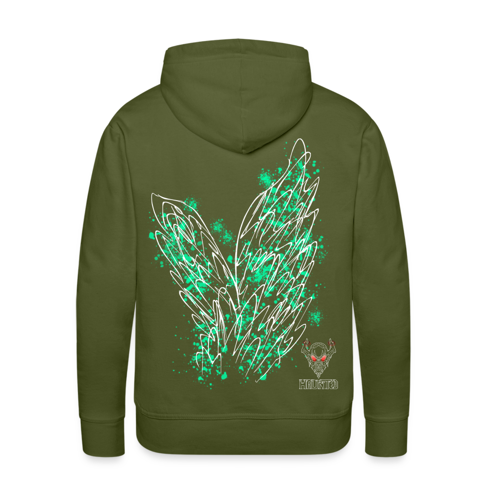 Men Hoodie Turquoise Wings - Olivgrün