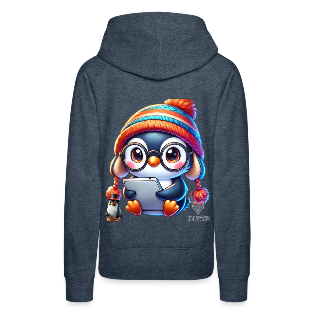 Women Hoodie KasPenguin with Pad - Jeansblau
