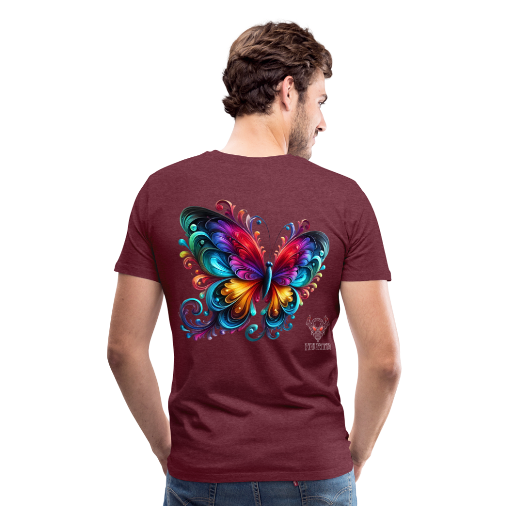 Men T-Shirt Radiant Butterfly Art - Bordeauxrot meliert