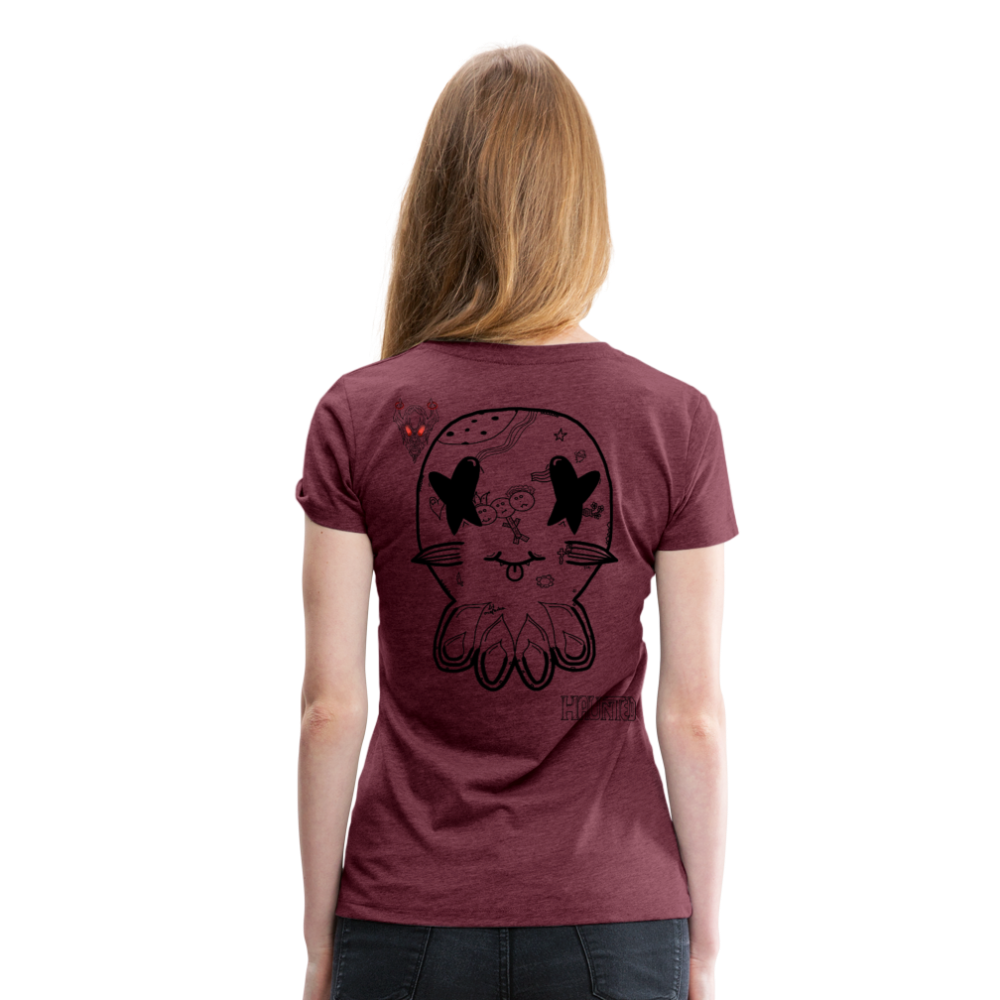 Woman T-Shirt Ghost Doodle Dark - Bordeauxrot meliert