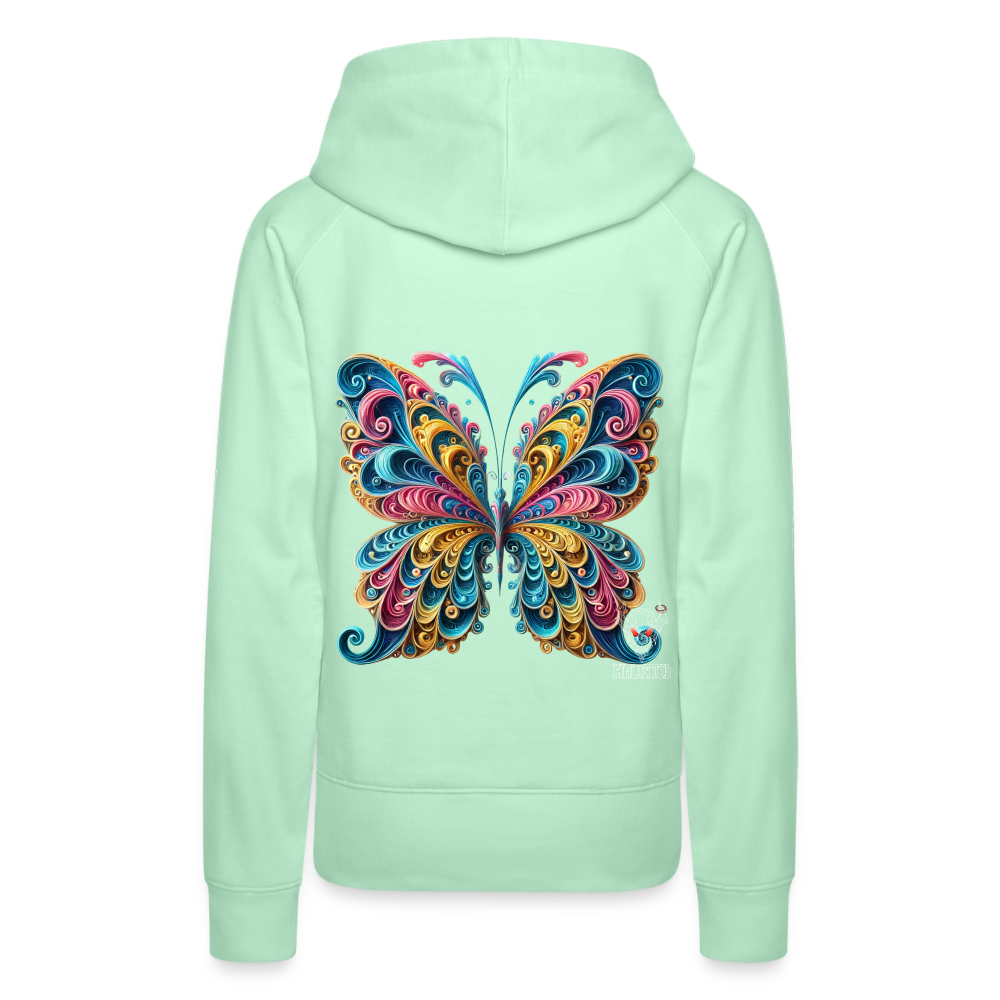 Woman Hoodie Whimsical Butterfly Harmony - helles Mintgrün