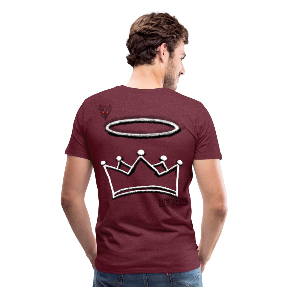 Man T-Shirt Crown and Ring Dark - Bordeauxrot meliert