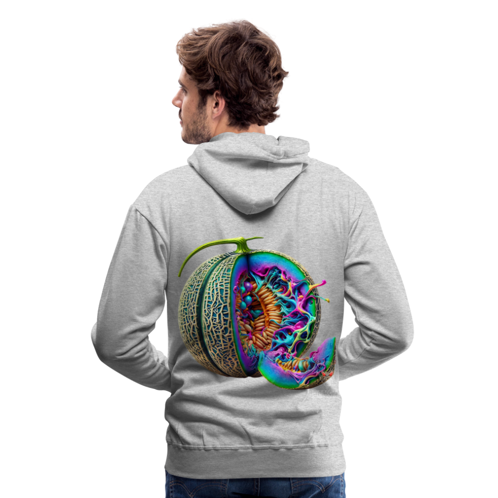 Men Hoodie Neon Melon Art - Grau meliert