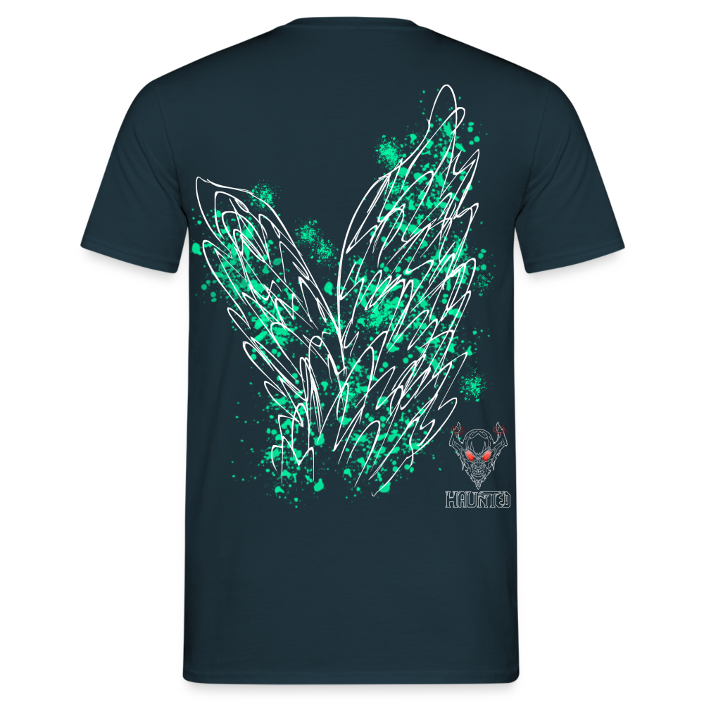 Men T-Shirt Turquoise Wings - Navy