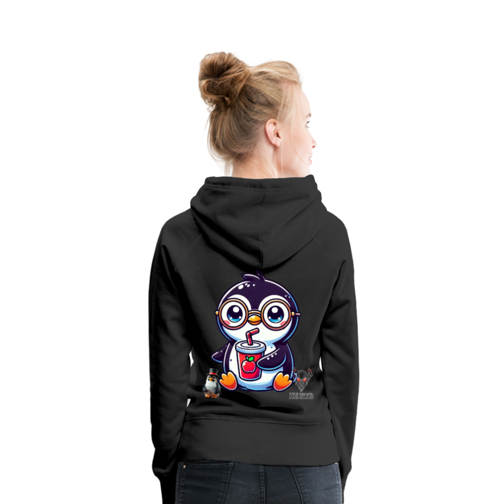 Women Hoodie KasPenguin with Drink - Schwarz