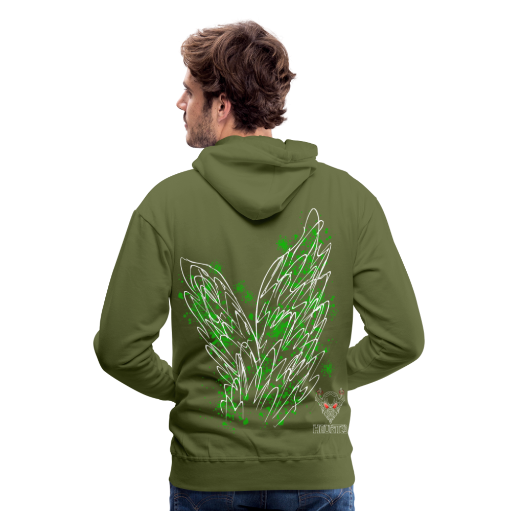 Men Hoodie Green Wings - Olivgrün