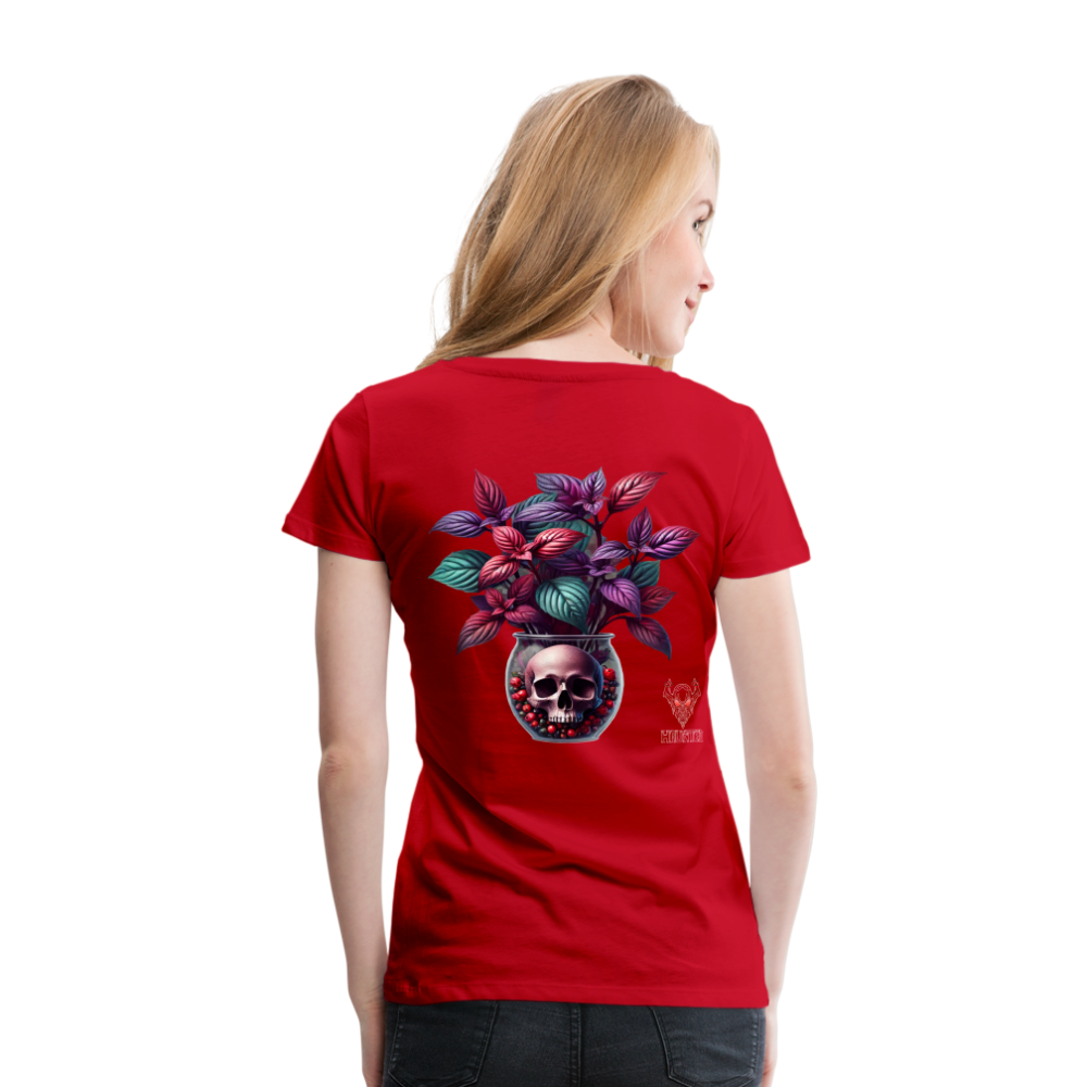 Woman T-Shirt Skull Bloom Vase - Rot