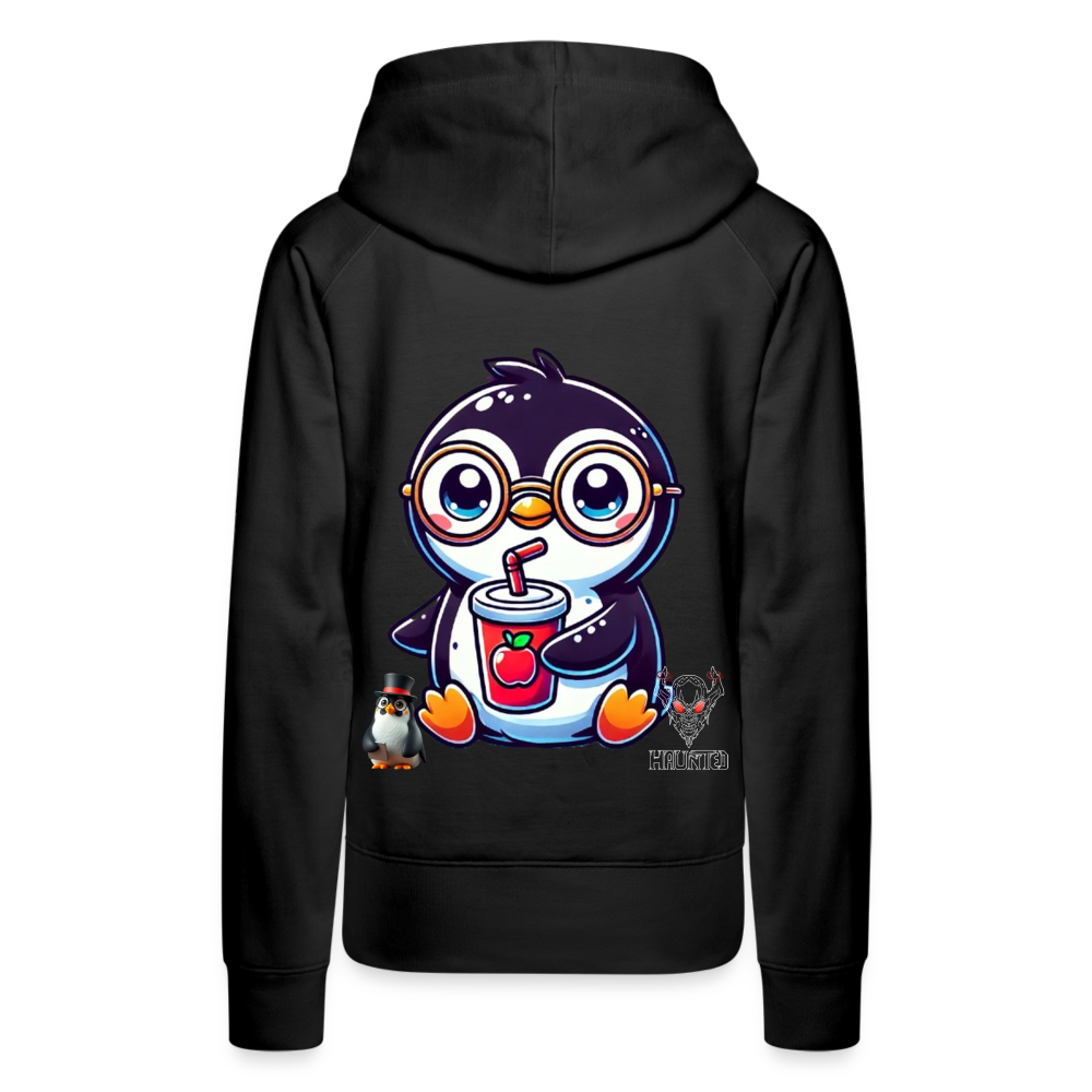 Women Hoodie KasPenguin with Drink - Schwarz