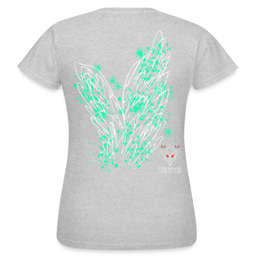 Women T-Shirt Turquoise Wings - Grau meliert