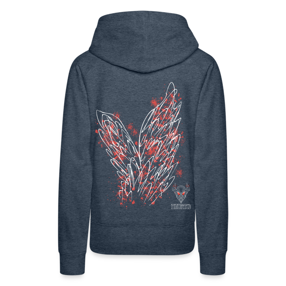 Women Hoodie Light Red Wings - Jeansblau