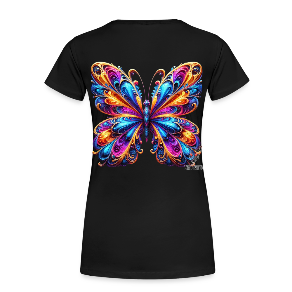 Woman T-Shirt Vibrant Butterfly Elegance - Schwarz