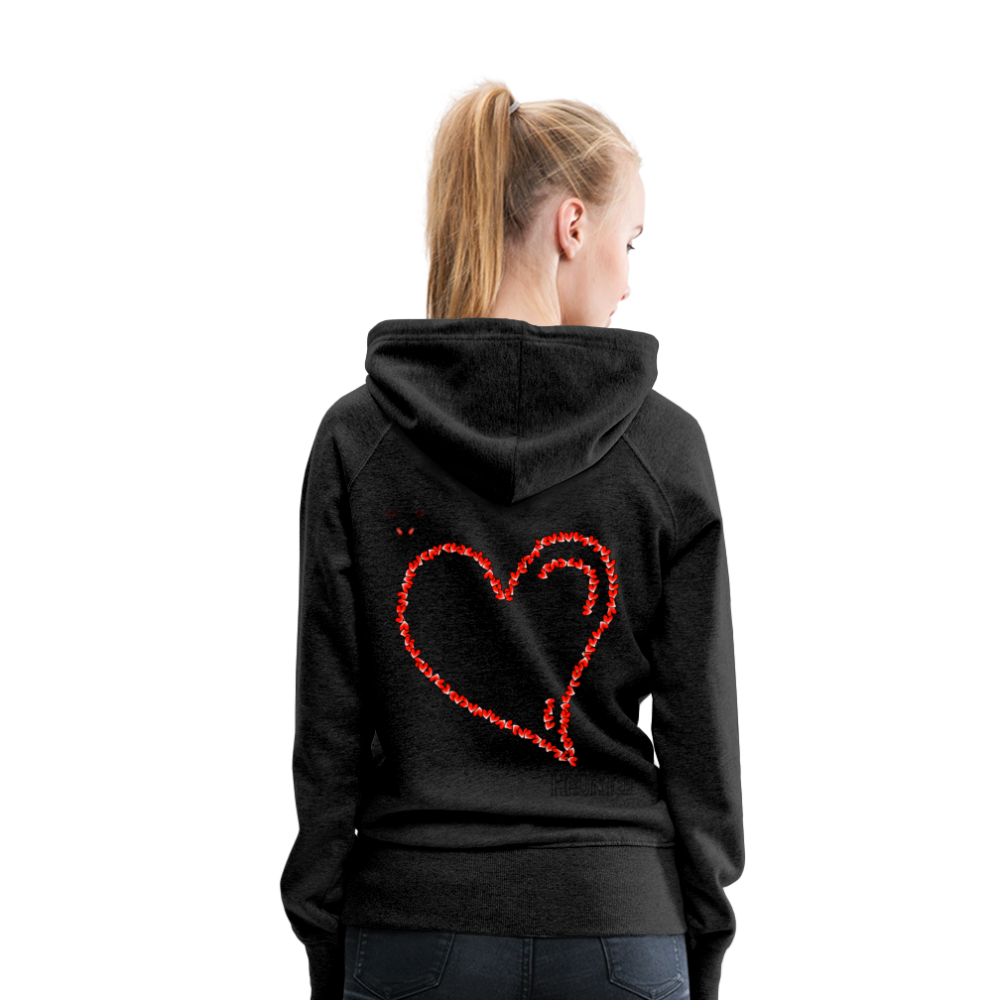 Woman Hoodie Hearts Dark - Anthrazit