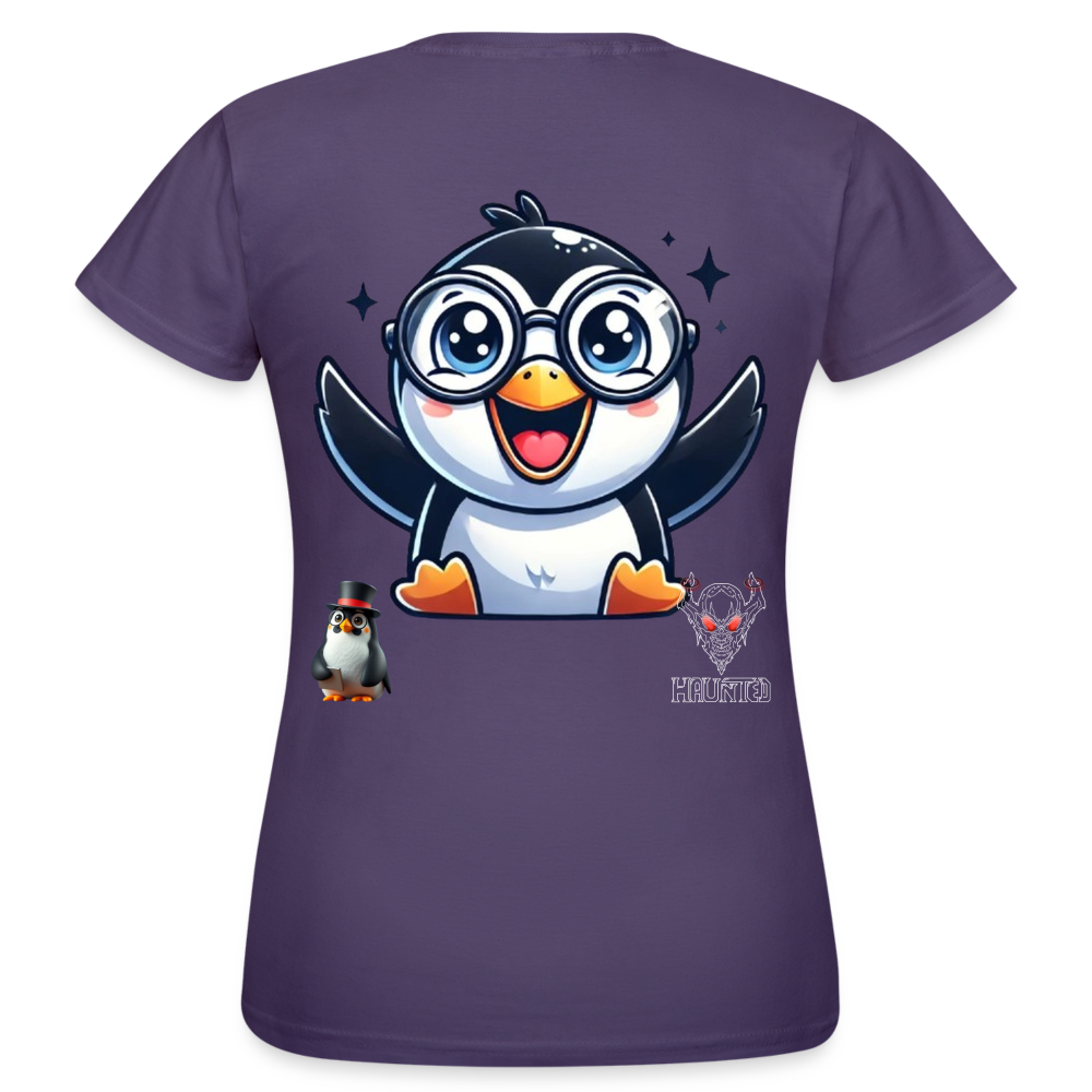 Women T-Shirt KasPenguin Happy - Dunkellila