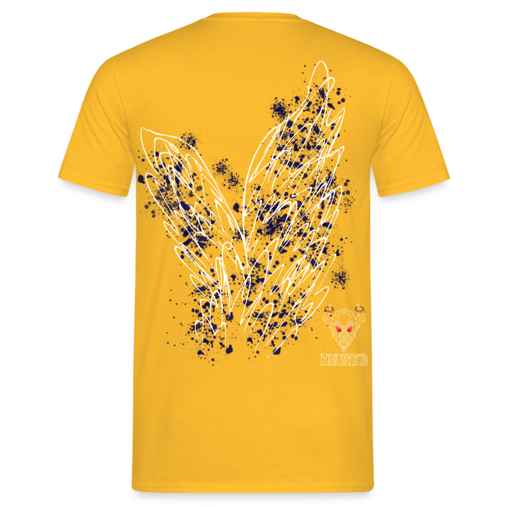 Men T-Shirt Dark Blue Wings - Gelb