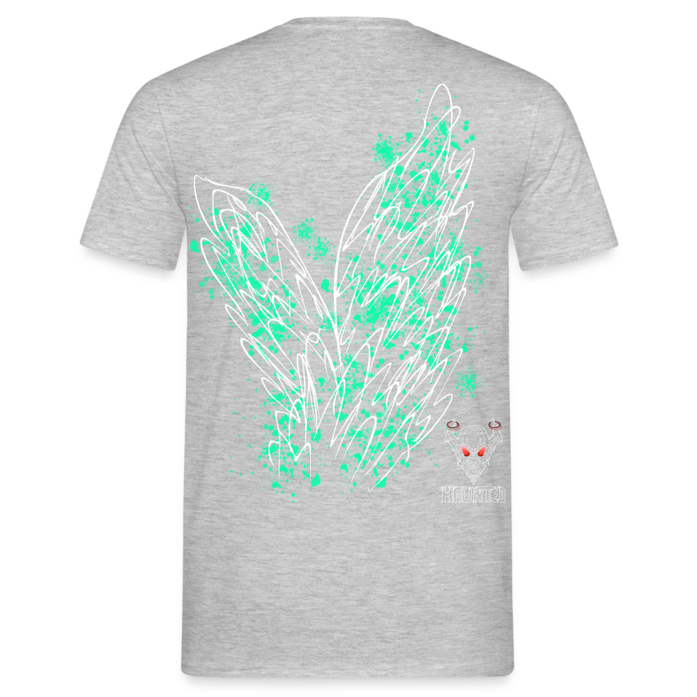 Men T-Shirt Turquoise Wings - Grau meliert