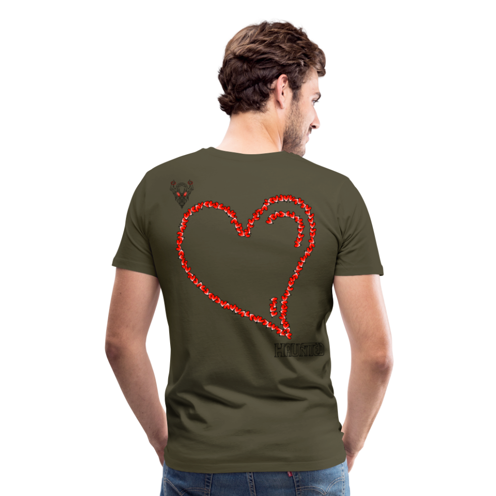 Man T-Shirt Hearts Dark - Khaki