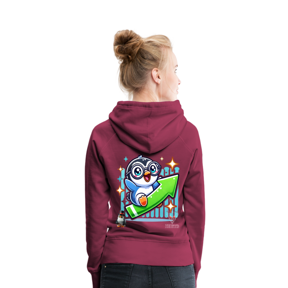 Women Hoodie KasPenguin Riding the Trend - Bordeaux