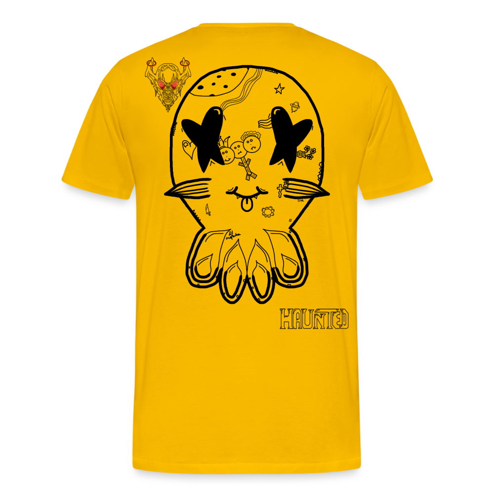 Man T-Shirt Ghost Doodle Dark - Sonnengelb