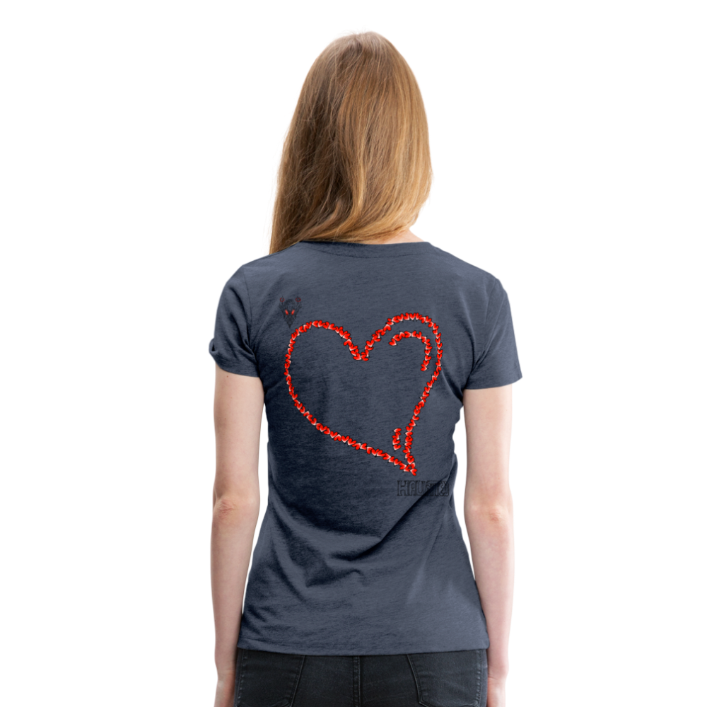 Woman T-Shirt Hearts Dark - Blau meliert