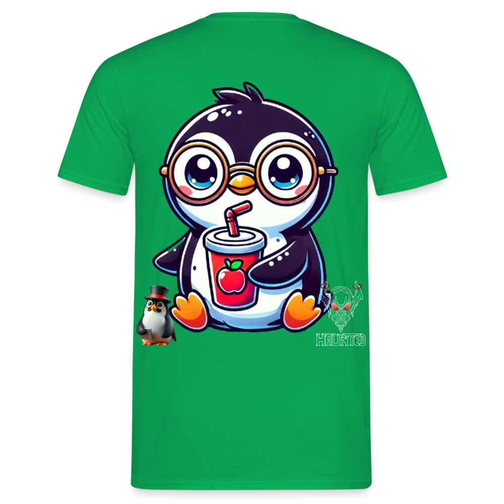 Men T-Shirt KasPenguin with Drink - Kelly Green