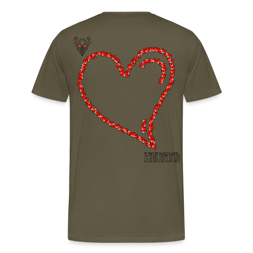 Man T-Shirt Hearts Dark - Khaki