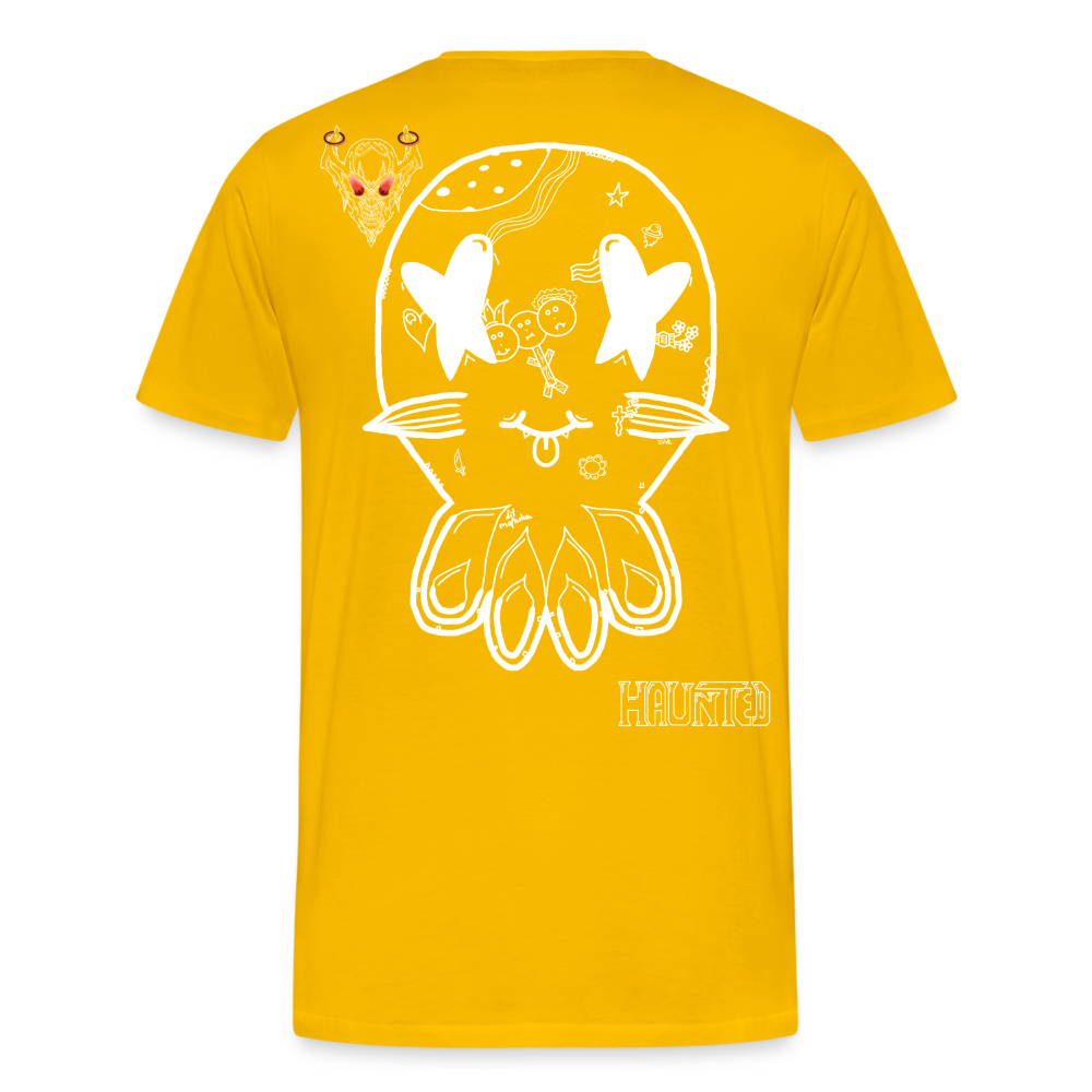 Man T-Shirt Ghost Doodle Light - Sonnengelb