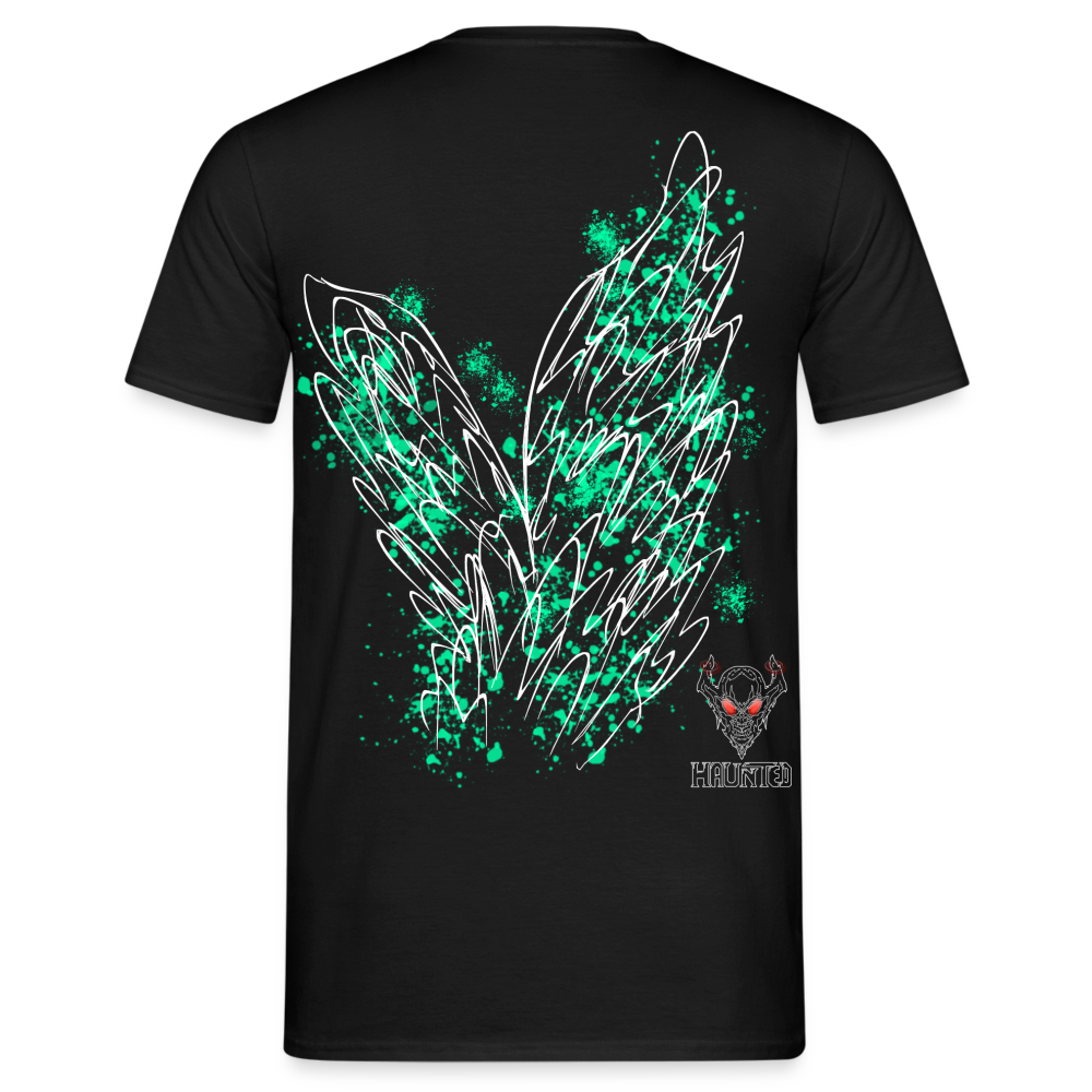 Men T-Shirt Turquoise Wings - Schwarz