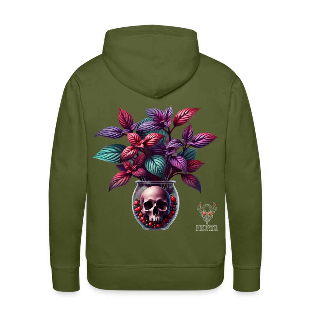 Men Hoodie Skull Bloom Vase - Olivgrün